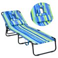 thumbnail image 1 of Topbuy Chaise Longue de Plage Réglable, Chaise de Bronzage Face vers le Bas avec Trou pour le Visage et Coussin Amovible, 5 Positions Réglables, Bleu et Vert, 1 of 8