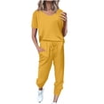 thumbnail image 1 of Timegard Womens 2 Piece Sets Short Sleeve Scoop Neck Tops and Elastic Waisted Drawstring Pants Comfy Sets Loungewear, 1 of 5