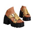 thumbnail image 1 of IUJSOY Chunky Heels for Women Platform Sandals Square Open Toe Wedges Slip on Summer Slippers, 1 of 9