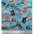 thumbnail image 1 of Soimoi Moss Georgette Fabric Dot,Spices & Cups Decor Fabric Printed Yard 42 Inch Wide, 1 of 3