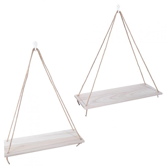 Herwey 2pcs Wooden Wall Storage Rack Sling Rope Hanging Plant Flower Pot Shelves Home Decorations,Wall Hanging Shelf,Home Decoration