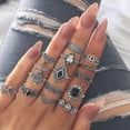 thumbnail image 2 of 15Pcs Rings for girls Black Ring Set Fashion Bohemian Style Jewelry, 2 of 4