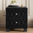 thumbnail image 2 of Euroco Velvet Nightstand with 2 Drawers and Crystal Handle, Storage Bedside Table with Button-Tufted, Black, 2 of 9