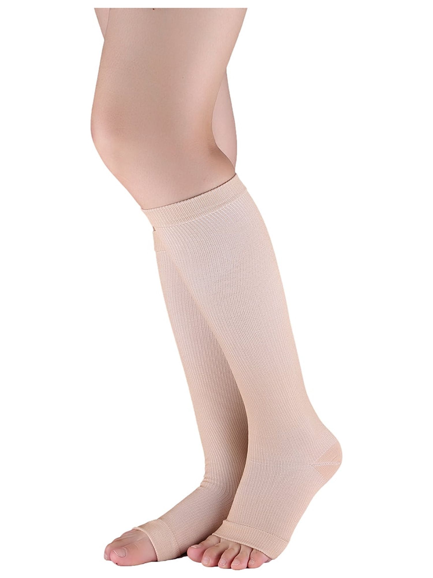 INSPIRE CHIC Chaussettes de Compression Unisexes d'Halloween Respirantes Sans Orteils Jusqu'aux Genoux Beige