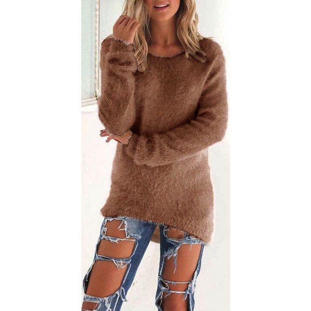 Chandail en Molleton Duveteux d'Hiver pour Femmes, Chandail Simple, Hauts, Blouse
