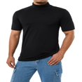 thumbnail image 4 of T-Shirt à Col Montant pour Homme à Manches Courtes, Chandail de Base, Tricot de Corps Extensible, Haut Léger, 4 of 6