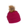 thumbnail image 2 of Gravity Threads Cable Knit Faux Fur Pom Pom Beanie Hat, Hot Pink, 2 of 2