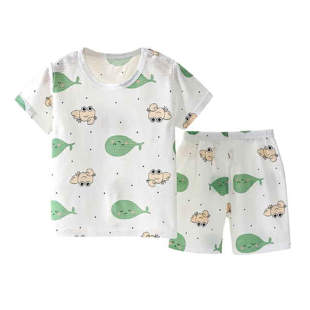 Ensemble de Pyjama pour Fille, Haut à Enfiler à Col Rond avec Motif de Dessin Animé, Tenue d'Été pour Filles, Pyjama pour Garçons 4-5 Ans, Vêtements pour Enfants