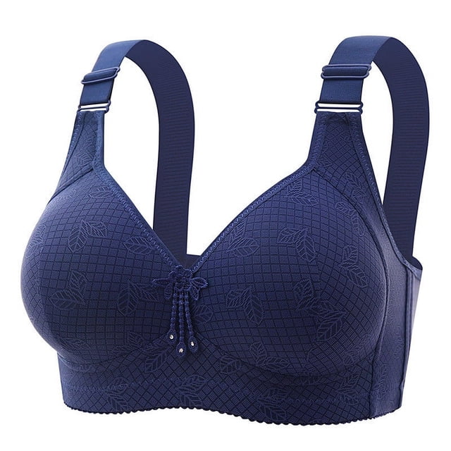 Bigersell Bras for Women Full-Coverage Wire-Free Bra Style T-10 Non-Slip Support Bra T-10-Dark Blue