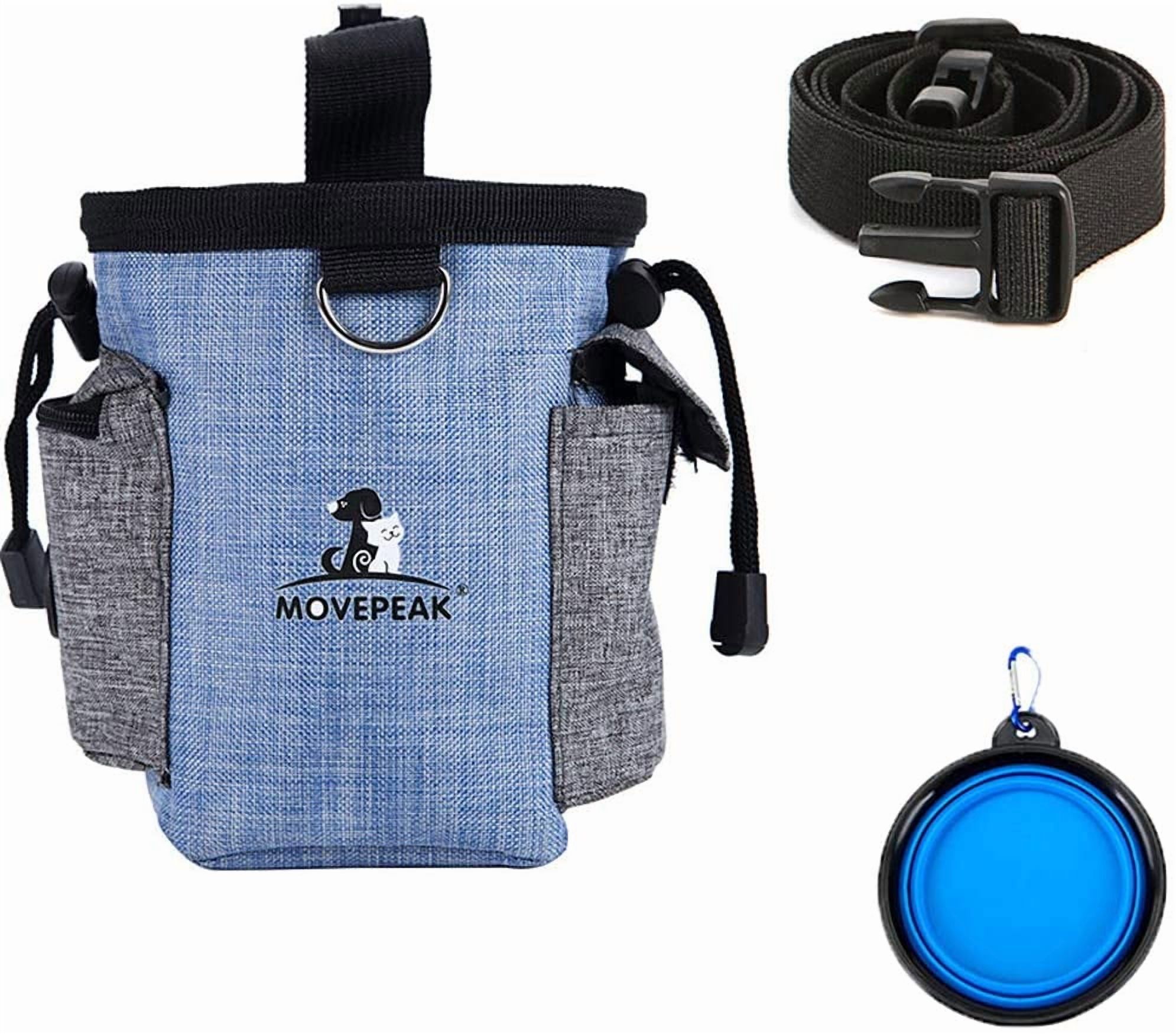 Enkarl Dog Treat Pouch, Dog Treat Bag with Dog Bowl for Training Small to Large Dogs, Easily Carries Pet Toys, Kibble, Treats (Blue)