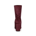 thumbnail image 4 of Unique Bargains Bottes Mi-Mollet Pliables à Talons Blocs à Bout Rond pour Femmes Bourgogne (Taille 9), 4 of 8