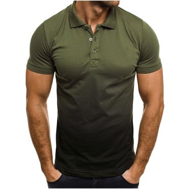 Pisexur Polos d'Été pour Hommes, T-Shirt de Sport à Enfiler Ajusté à Imprimé Dégradé à Manches Courtes