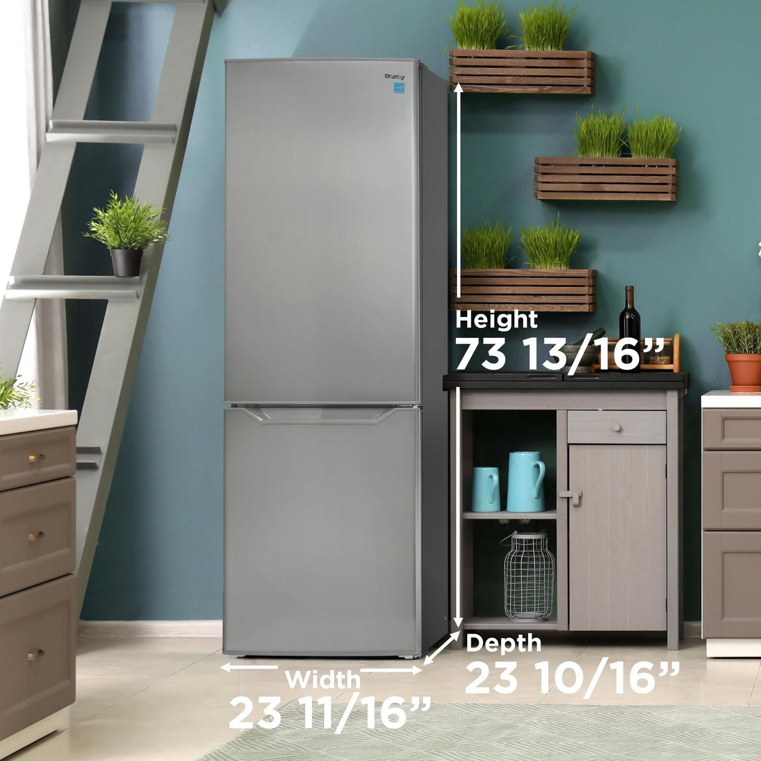 Danby DBMF100B1SLDB 10.3 cu. ft. Compact Fridge Bottom Mount in Stainless Steel