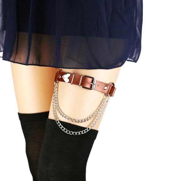 EGNMCR Peach Heart Garter Belt Nightclub Bar Leather Leg Garter Clip Garter Clip