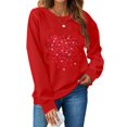thumbnail image 2 of Chemise de Saint-Valentin pour Femmes 2024 Col Rond Chemises Décontractées Cœur d'Amour Graphiques Tees Manches Longues Amples Pull Tops Mode Vacances T-Shirt, 2 of 4