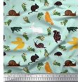 thumbnail image 1 of Soimoi Tissu Crêpe en Polyester Oiseaux, Imprimés d'Animaux Squirrel & Rabbit au Mètre, 52 Pouces de Large, 1 of 3