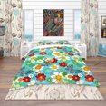 thumbnail image 2 of Designart 'Vivid Blue Floral Pattern' Bohemian & Eclectic Bedding Set - Duvet Cover & Shams, 2 of 4