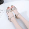 thumbnail image 4 of 1 Paire Femmes Été Paillettes PU Cuir Sandale Fille Conception Simple Cool Femmes Caoutchouc Semelle Mode Haut Talon Parti Banquet Chaussures Réglables, 4 of 8