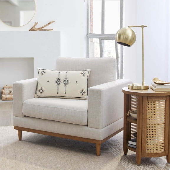 Better Homes & Gardens Springwood - Chaise d'appoint avec structure en bois et lin crème