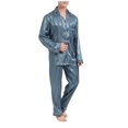 thumbnail image 2 of zanvin Vêtements de Nuit Homme Uni Décontracté à Rayures Manches Longues Pantalon de Pyjama avec Poches Fermeture à Boutons Ensemble de Pyjama, 2 of 5