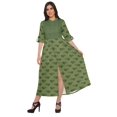 thumbnail image 1 of Moomaya Printed Front Slit A-Line Kurtis For Women Short Sleeve Summer Kurta, 1 of 5