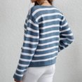 thumbnail image 4 of Yuyuzo Cardigans Chandail pour Femmes Court à Col Rond Manches Longues Ouvert à l'Avant à Boutons Chandail Rayé avec Poches, 4 of 5