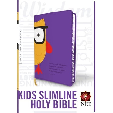 Kids Slimline Bible NLT, TuTone (Red Letter, LeatherLike, Purple/Yellow Owl)