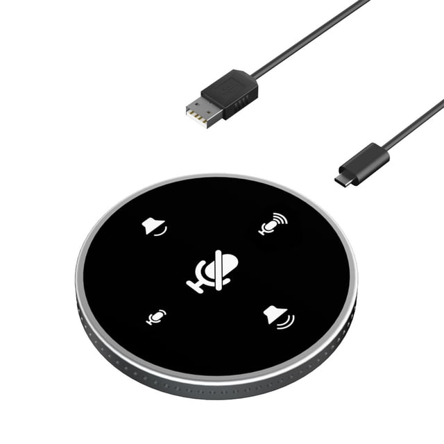 USB Conference Microphone Built-in Speaker 360° Mic with Mute Function Volume Adjustment Plug & Play Compatible with Windows Mac for PC Laptop Video Recording Chatting Gaming Skype VoIP Calls