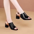 thumbnail image 2 of CHGBMOK Sandals Womens Color Blocked Button out Versatile Thick Heeled Sandals Sandals Sizes 35-40, 2 of 4