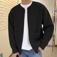 thumbnail image 4 of RXIRUCGD Cardigan en Velours Paon pour Hommes, Col Rond, Fermeture Éclair, Noir, Taille : 3TG, 4 of 8