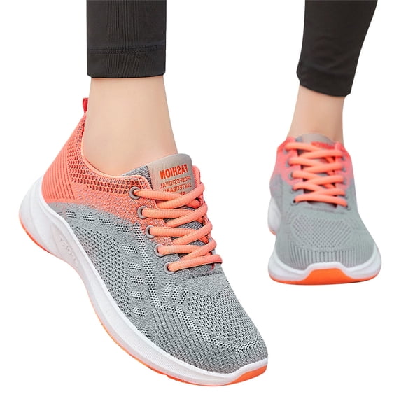 Dakaela Womens Orthotic Walking Shoes Arch Support Slip on Sneakers Casual Workout Running Shoes Orange 8.5
