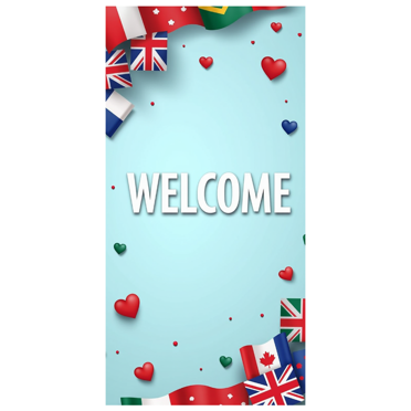Welcome Flags Backdrop Vertical Decoration Background Festive Banner International Event Display Business Opening Party Celebrations Office Decor