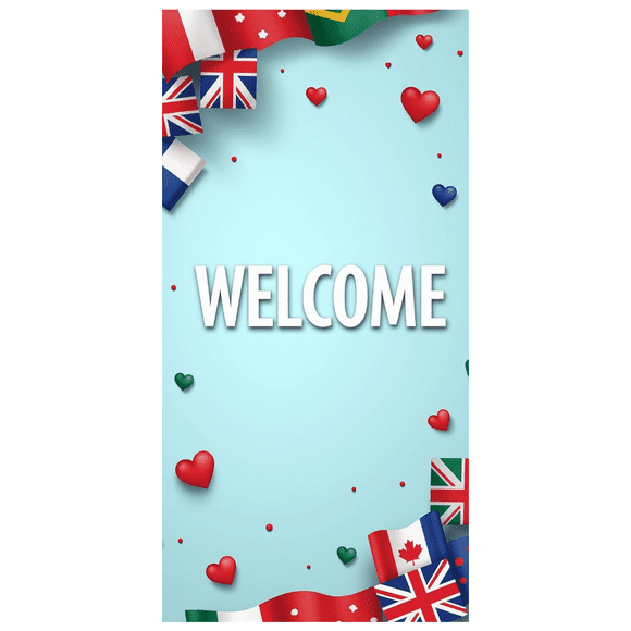 Welcome Flags Backdrop Vertical Decoration Background Festive Banner International Event Display Business Opening Party Celebrations Office Decor
