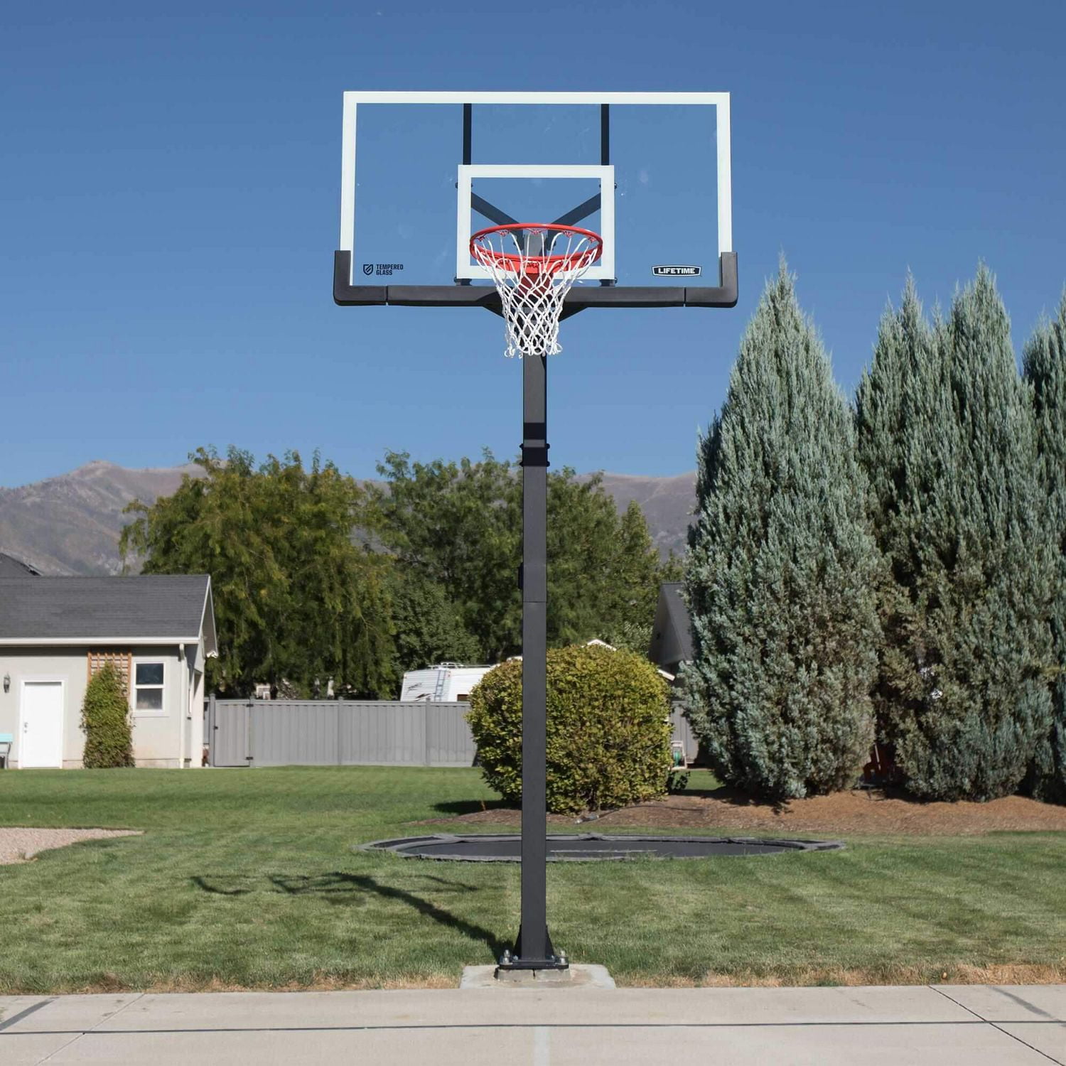 Panier de basket-ball boulonné réglable à vie (verre trempé de 60 pouces)
