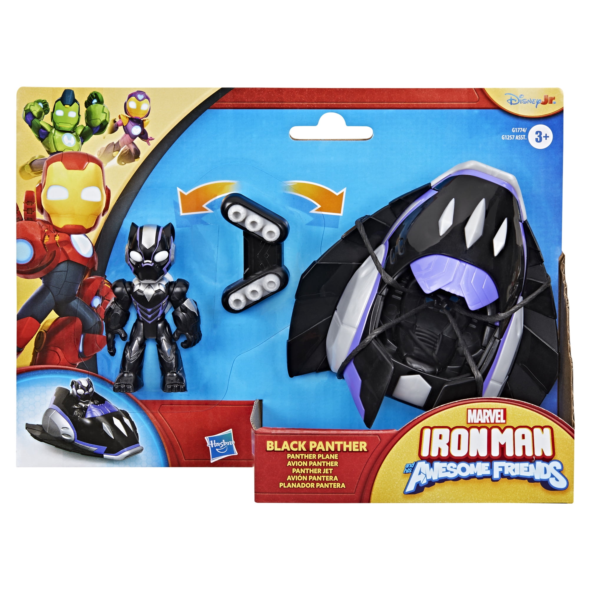 Marvel Iron Man and his Awesome Friends, figurine Black Panther avec avion