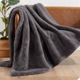 thumbnail image 1 of Bare Home Faux Fur Blanket - 60" x 80" - Ultra Soft Fleece - Oversized, Dark Gray, 1 of 5