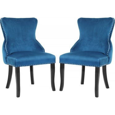 FDW Chaises de Salle à Manger Modernes Capitonnées, Bleu (Ensemble de 2)