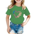 thumbnail image 1 of GDREDA Vêtements Fille Enfant Filles Mignon Graphique Col Rond Manches Courtes Tee Été Décontracté T-Shirt Hauts Fille T-Shirts Vert,9-10 Ans, 1 of 5