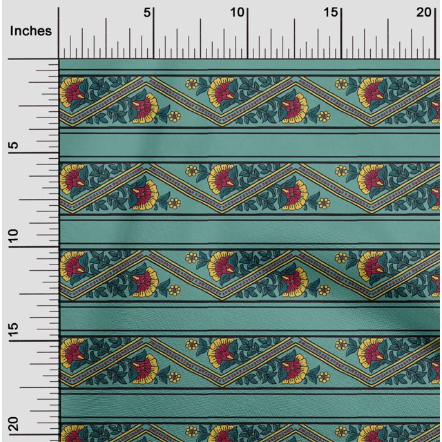 oneOone Cotton Silk Fabric Stripe|Chevron & Floral Block Decor Fabric Printed BTY 42 Inch Wide