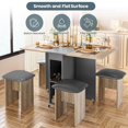 thumbnail image 3 of Furlinkhm Folding Dining Table Set for 4, Dinner Table with 4 Leather Chairs and Shelves, Space Saving Foldable Dining Table with 6 Wheels, Kitchen Table Set for Small Spaces (Gray), 3 of 8