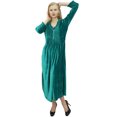 thumbnail image 3 of Phagun Robe Maxi Ample à Manches Longues Vert Sarcelle pour Femme, Décontractée avec Poches-24, 3 of 7