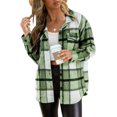thumbnail image 1 of ORUYROP Womens Casual Plaid Shacket Button Down Long Sleeve Shirt, 1 of 5