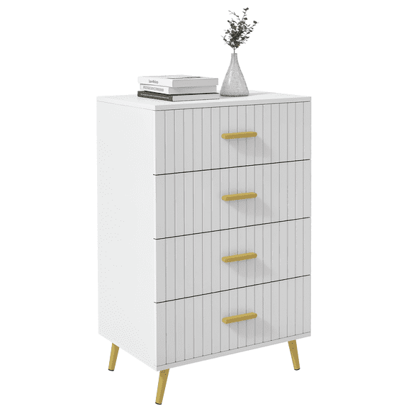 HOMCOM Commode de Chambre, Commode à 4 Tiroirs avec Pattes en Aluminium