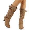 thumbnail image 2 of Kcodviy Bottes Mi-Hautes pour Femmes de Commerce Extérieur d'Automne et d'Hiver Nouvelles Mi-Hautes pour Femmes à Talon Moyen à Enfiler Mi-Hautes pour Femmes, 2 of 5