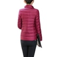 thumbnail image 2 of UKAP Ladies Puffer Jacket Solid Color Coat Stand Up Collar Down Jackets Packable Work Outwear Wine Red 3XL, 2 of 3