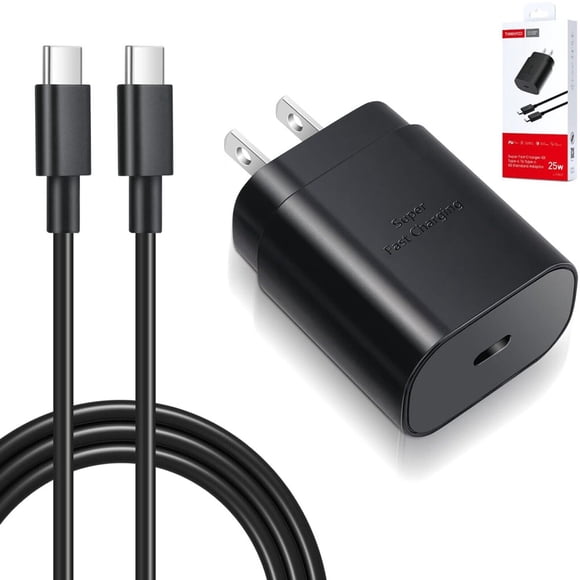 Chargeur Super Rapide 25 W, Chargeur Type‐C, Chargeur Mural USB PD Power avec Câble Type‐C à Charge Rapide 3,3 Pi 25 W pour amsung Galaxy S24 S24+ S24 Ultra S23 S23+ S23 Ultra S22 S21 S20 FE Note 20 10 et Plus