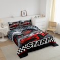 thumbnail image 3 of Erosebridal Fast Car Comforter Sets Queen Size For Teens,Sport Car Bedding Queen Comforter Set,Geometric Plaid Room Decorative,Reversible,Ultra Soft,3-Piece, 3 of 8