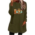 thumbnail image 2 of Hauts pour Femmes à Col Rond et d'Hiver Ample Imprimé avec Poche Chaude à Manches Longues Blouse Hauts Col Rond Chandail en Molleton Femmes en Liquidation, 2 of 4