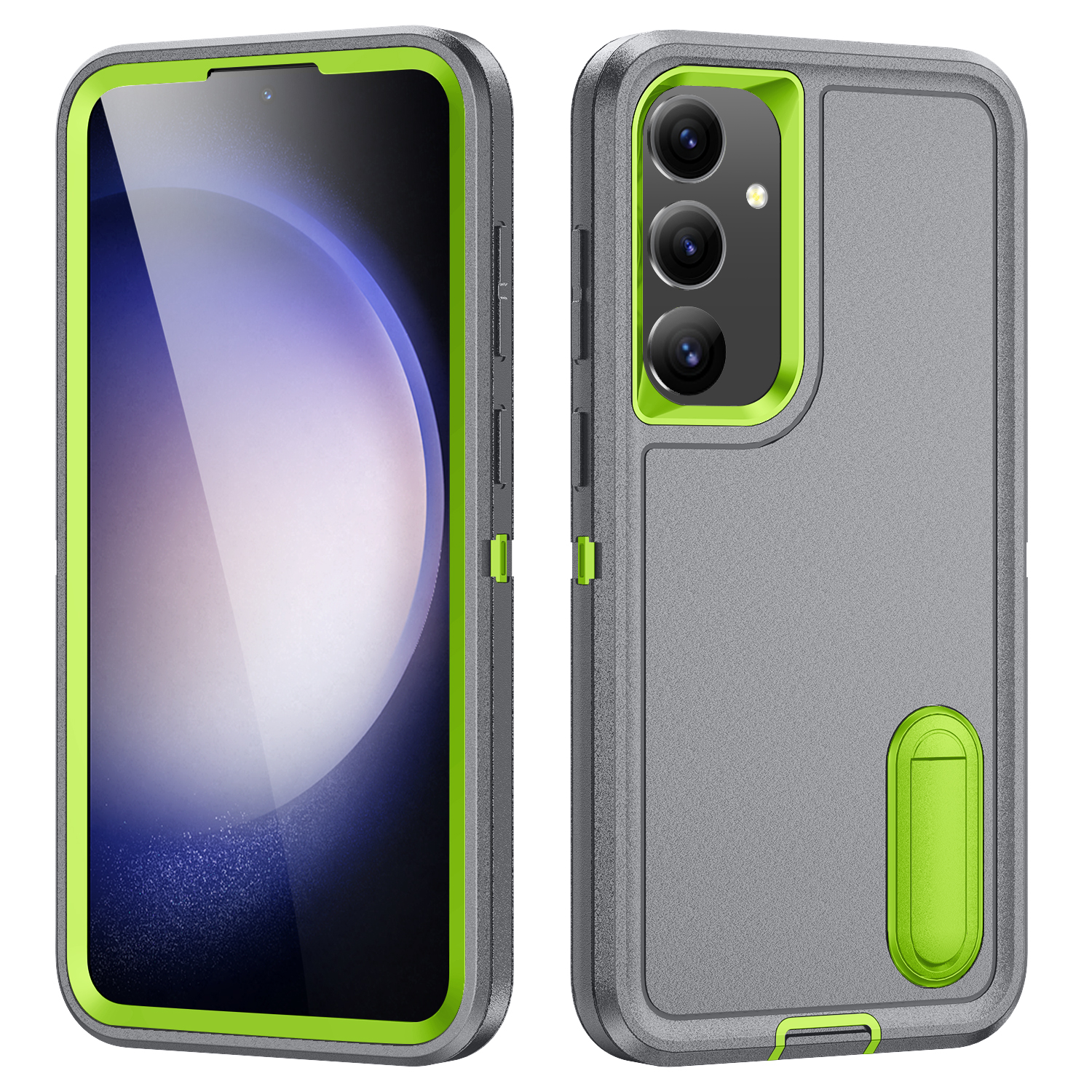 JTCASES Compatible with Samsung Galaxy S24 Case Heavy Duty Protective Rugged Phone Case, Full Body Anti-dust Shockproof Drop Proof Armor Durable Cover for Galaxy S24 6.2 inch, Grey/Green