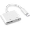 thumbnail image 1 of Adaptateur HDMI pour iPhone vers TV, Adaptateur AV Numérique 1080P, Connexion HDMI à l'Écran de Synchronisation pour iPhone et Ipad, Bloc d'Alimentation Requis (Compatible avec iOS, Aucune Application Requise), 1 of 8